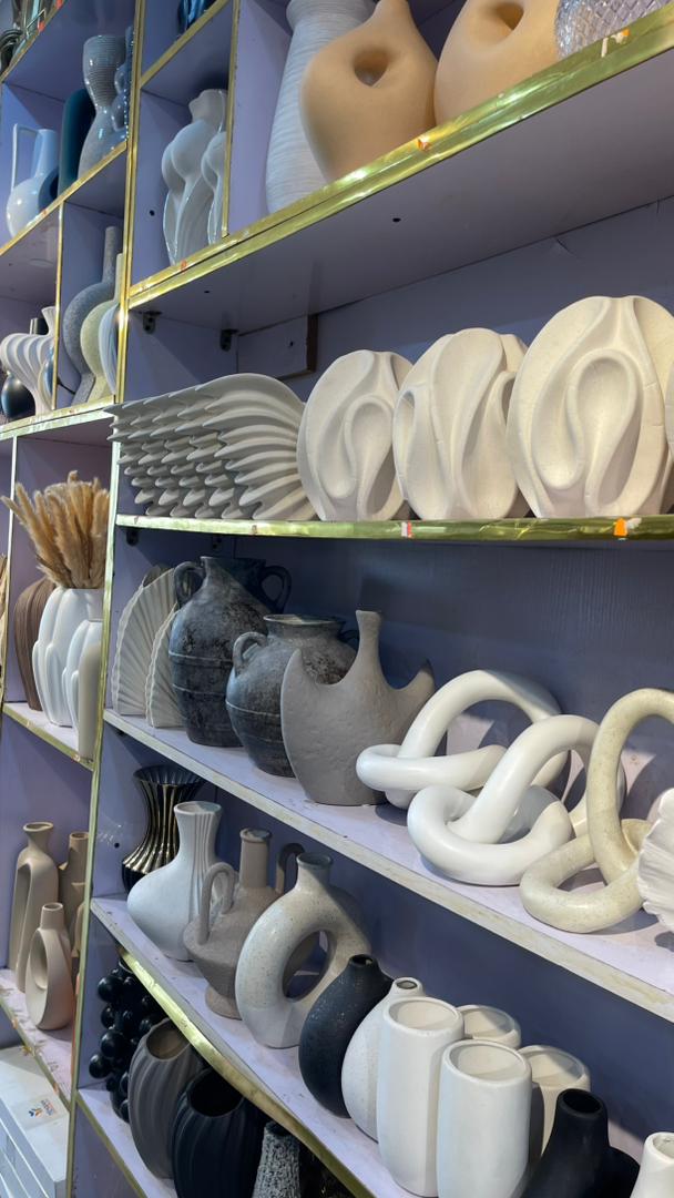 Curated collection of sculptural vases